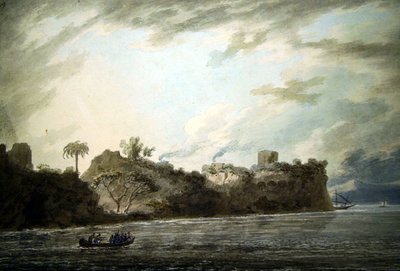 På kysten av Posillipo, nær Point, fra Montechiaro (akvarell på papir) av John Robert Cozens