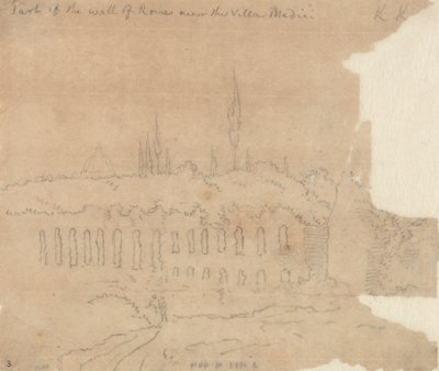 En del av Romas mur nær Villa Medici av John Robert Cozens