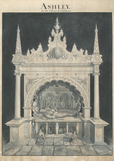 Ashley Church - Ashley Tomb: penn og vask tegning, nd [?19th cent] (tegning) av John Robert Fernyhough