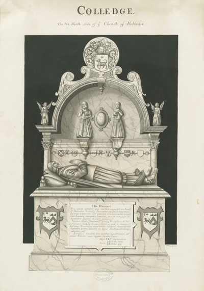 Colwich - Tomb of Robert Wolseley: sepia-tegning, nd [c 1837] av John Robert Fernyhough