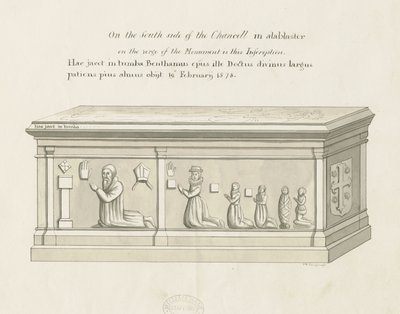 Eccleshall Church - Biskop Benthams grav: penn- og vasketegning, nd [1800-tallet] (tegning) av John Robert Fernyhough
