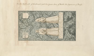 Madeley Church - Gravstein til John Egerton: tegning med penn og blekkvask, nd [1800-tallet] av John Robert Fernyhough