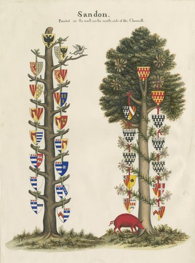 Sandon Church - Veggmaleri: akvarellmaling, og [1800-tallet] av John Robert Fernyhough