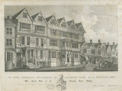 Stafford - Ancient "High House": litografi, og [1800-tallet] av John Robert Fernyhough