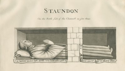 Standon Church - Wall Tomb to Nicholas Hyde: sepia-tegning, nd [1800-tallet] av John Robert Fernyhough