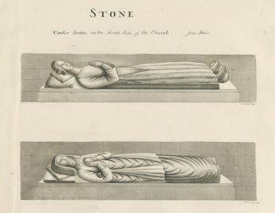 Steinkirke - Graver: sepia-tegning, nd [1800-tallet] (tegning) av John Robert Fernyhough