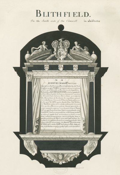 Nettbrett i Blithfield Church - Sir Hervey Bagot, Bart.: sepia-tegning, nd [?19th cent] (tegning) av John Robert Fernyhough