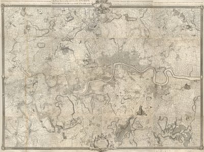 En nøyaktig undersøkelse av byene London, Westminster, ye Borough of Southwark og landet nær Ten Miles round av John Rocque