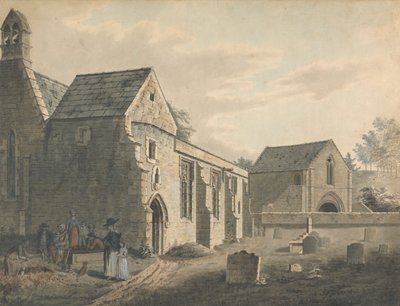 Kirke, kirkegård og figurer (The Graveyard) av John Roe of Warwick