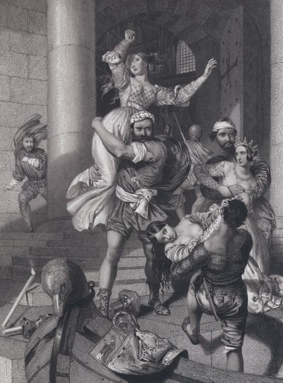 Bortføring av de venetianske brudene (gravering) av John Rogers (after) Herbert
