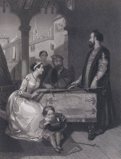 Gentile Bellini og etterkommerne av den store Enrico Dandolo (gravering) av John Rogers (after) Herbert