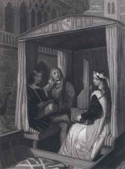 Lady Viola og lærerne hennes (gravering) av John Rogers (after) Herbert