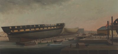 Heving opp Hans Majestets fregatt 'Diana' ved Blackburn's Yard, nær Plymouth av John Rogers