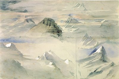 Alpine Peaks: Jungfrau og andre, 1846 av John Ruskin