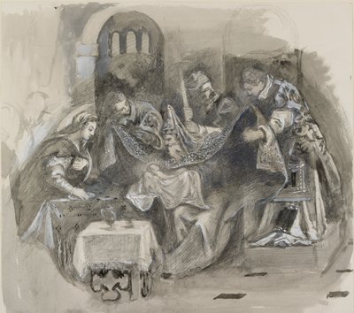 Tegning av Tintorettos omskjæring i Scuola Grande di San Rocco, august 1869 av John Ruskin