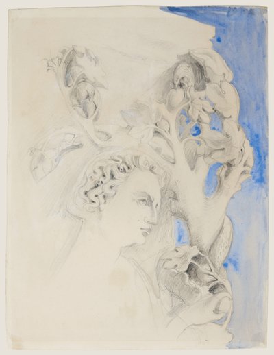 Fasade av Dogepalasset, Venezia - Adams hode, ca. 1845 (akvarell og blyant på papir) av John Ruskin