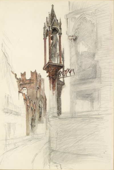 Studie av en nisje rundt graven til Cansignorio della Scala i Verona, 1869 av John Ruskin