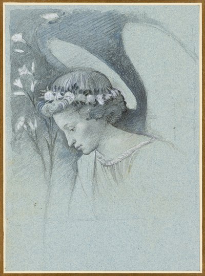 Studie av engelen Gabriels hode i Filippo Lippis 'The Announcing Angel', 28. juni 1870. av John Ruskin
