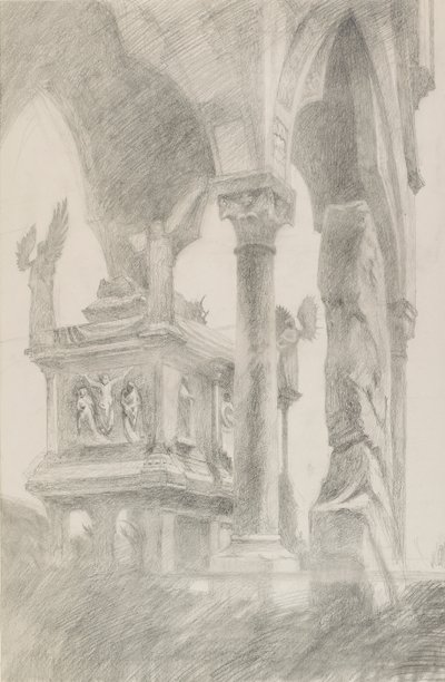 Studie av graven til Mastino II della Scala i Verona, c1869. av John Ruskin