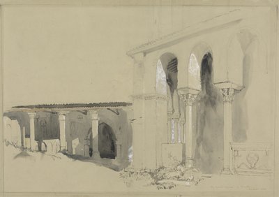 The Great Square at Torcello, 1850 (penn, blekk og vask over grafitt med gouache på brunt vevd papir) av John Ruskin