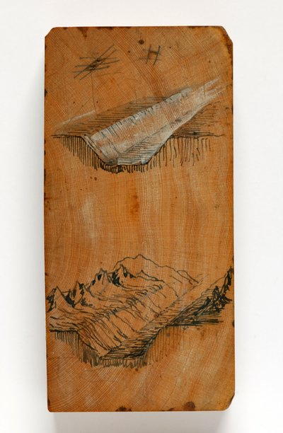 Trench of the Valley of Chamonix and the Peaks above the Trench, ca. 1856 (penn og blekk og akvarell på tre) av John Ruskin