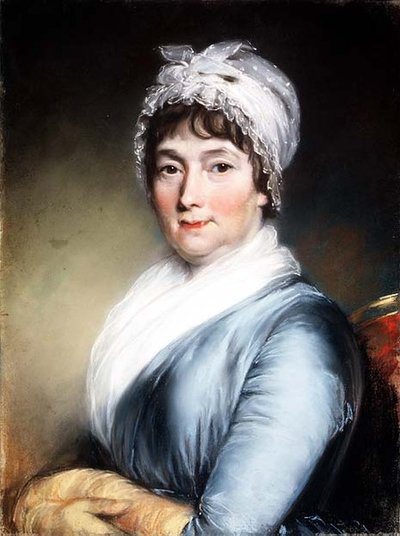 Portrett av en dame iført blondehette (pastell) av John Russell