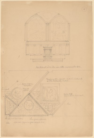 Studie av en altertavle og takpaneler av John Russell Pope