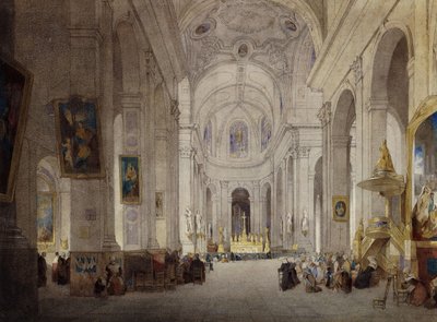 Interiøret i St. Sulpice-kirken, Paris, av John Scarlett Davis
