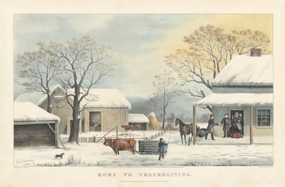 Hjem til Thanksgiving av John Schutler after George Henry Durrie