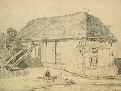 A Barn at East Winch, Norfolk (blyant på kort) av John Sell Cotman