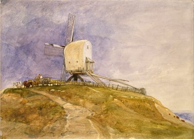 A Windmill on a Hill at Eye, Suffolk, tidlig på 1800-tallet av John Sell Cotman