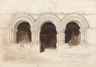 Buer på vestsiden av klostergården i Saint-Georges-de-Bocherville, nær Rouen i Normandie av John Sell Cotman