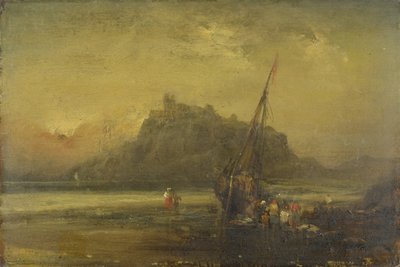 Strandscene (olje på papir) av John Sell Cotman