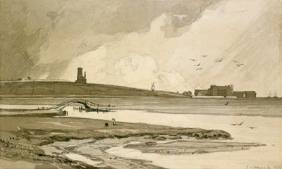 Blakeney Church og Wiveton Hall, 1818 av John Sell Cotman