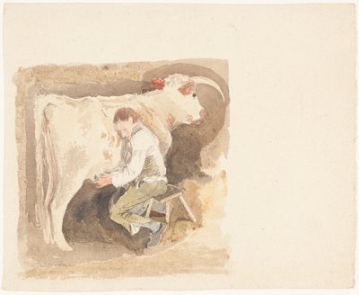 Gutt som melker en ku av John Sell Cotman