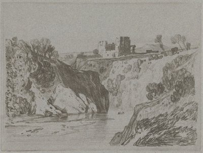 Slott over en steinete kløft av John Sell Cotman