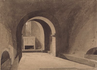 Krypten av Saint Gervaise, Rouen, Normandie av John Sell Cotman