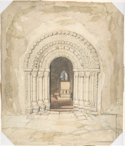 Døråpning, Heckingham kirke av John Sell Cotman