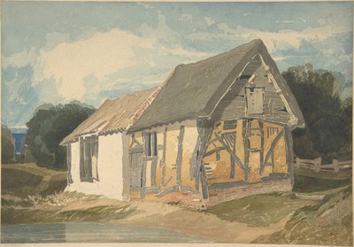 Driftsbygning ved en dam av John Sell Cotman