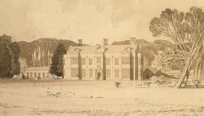 Felbrigg Hall, Norfolk, 1818 (blyant og grå vask på papir) av John Sell Cotman