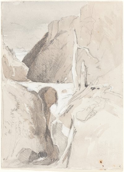 Kløft med trestubber av John Sell Cotman