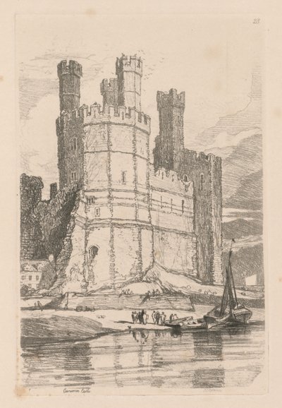 Studiebok: Plate 28, Caernarvon Castle, N. Wales av John Sell Cotman