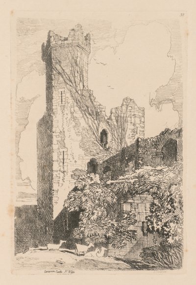 Liber Studiorum: Plate 32, Caernarvon Castle, N. Wales, 1838 av John Sell Cotman
