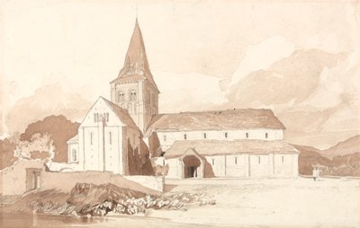 Notre Dame på vannet, Domfront, Normandie av John Sell Cotman