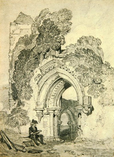 Romansk ruin (blyant på papir) av John Sell Cotman