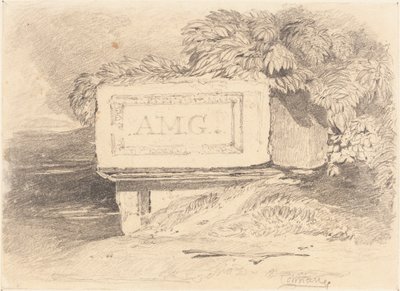 Ødelagt grav påskrevet "A.M.G." av John Sell Cotman