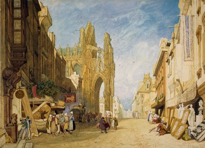 Gatescene i Alencon, Normandie, 1828 av John Sell Cotman