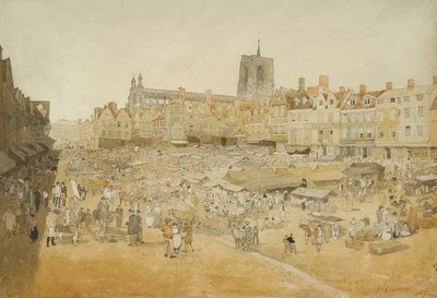 The Market Place, Norwich, hentet fra Mr Coopers, 1807 av John Sell Cotman