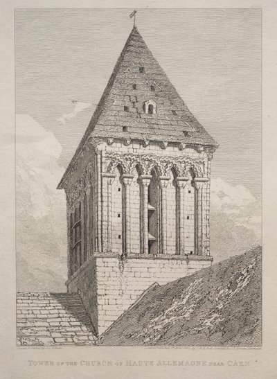 Tårnet til kirken Haute Allemagne nær Caen av John Sell Cotman