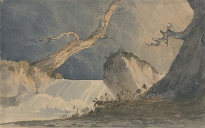 Foss i et øde landskap (akvarell på papir) av John Sell Cotman